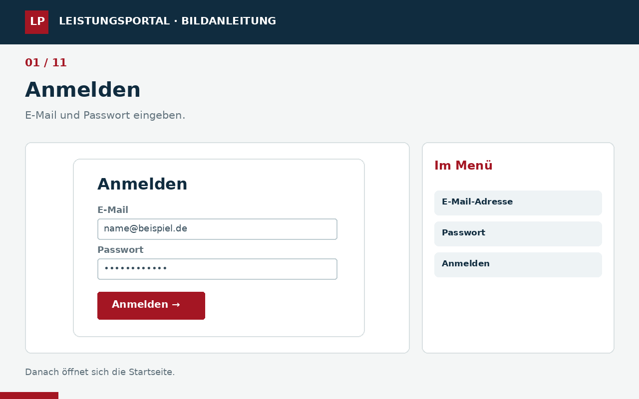 Bildanleitung: Anmeldung