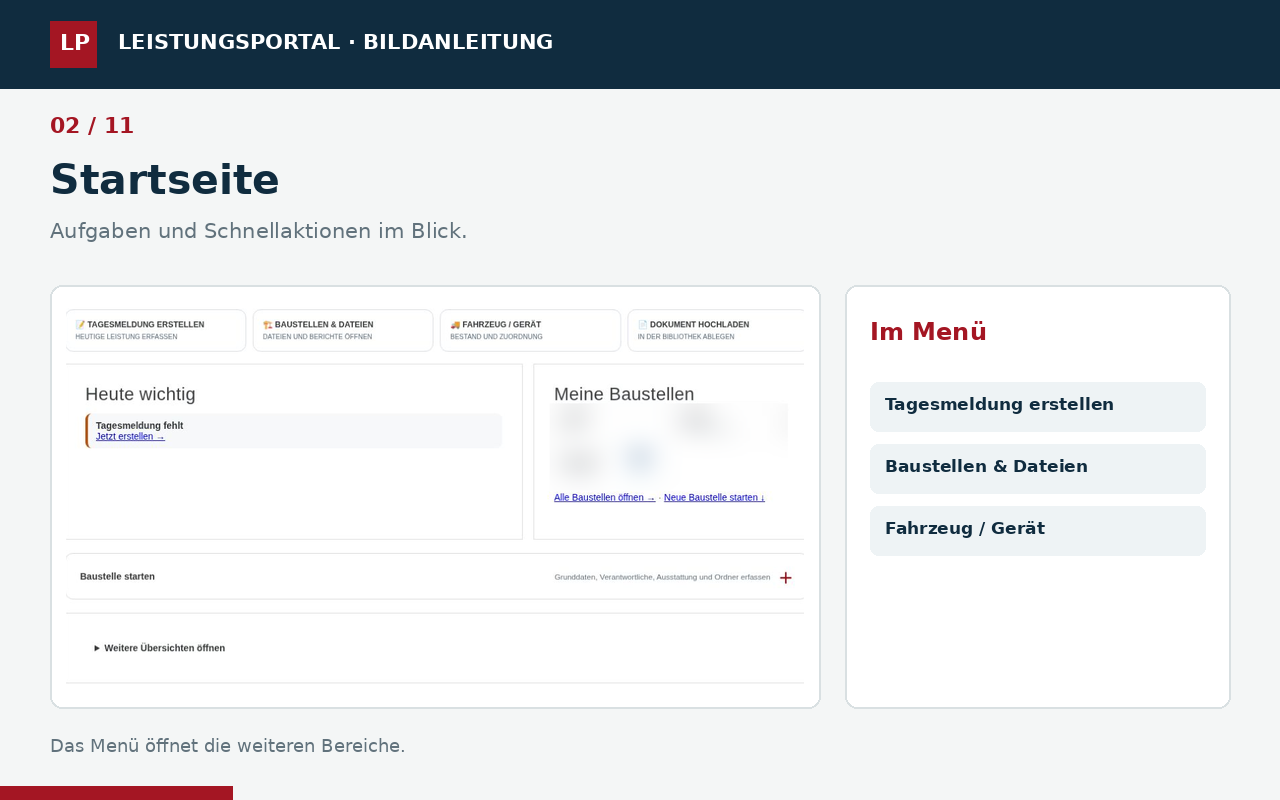 Bildanleitung: Startseite