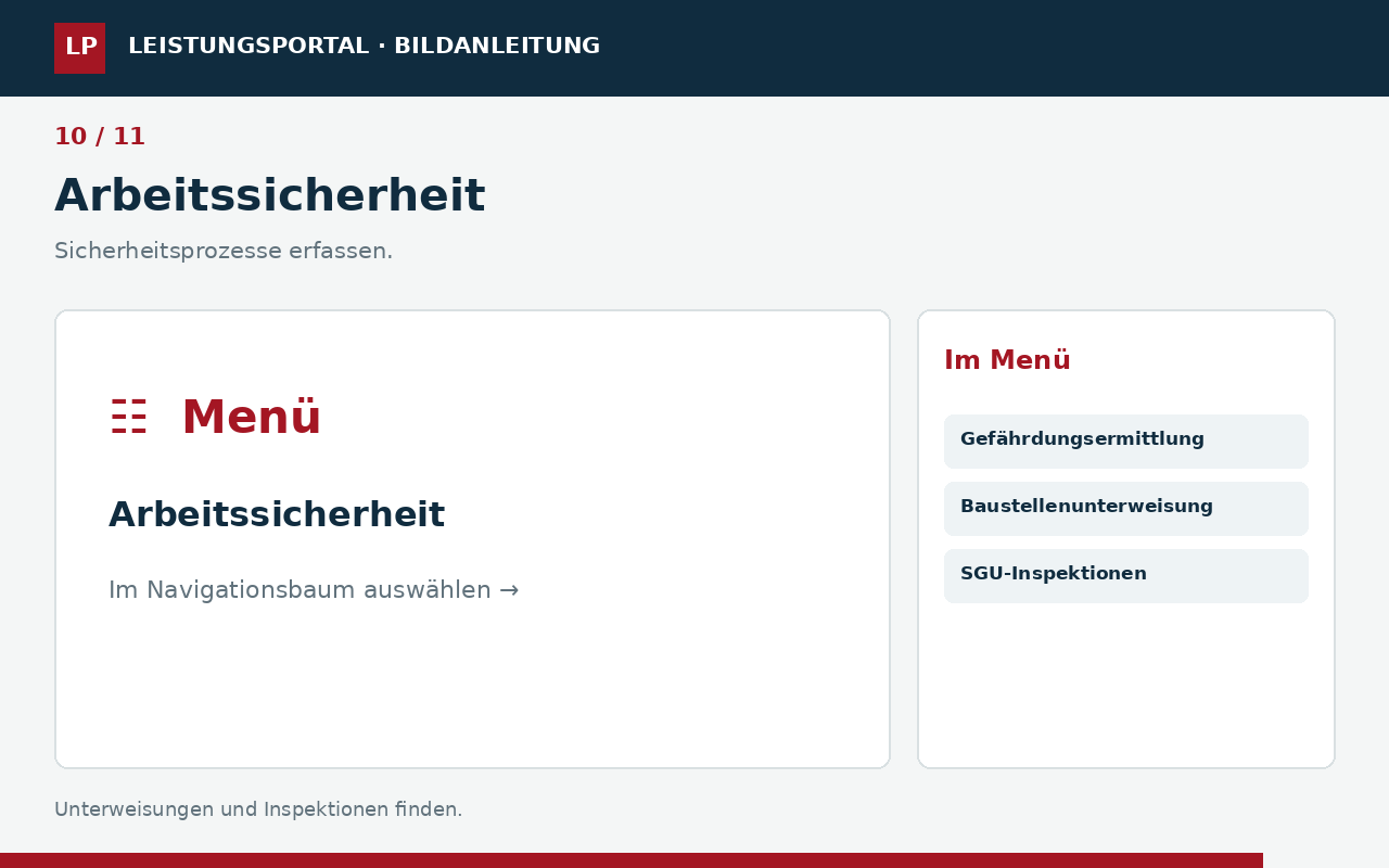 Bildanleitung: Arbeitssicherheit